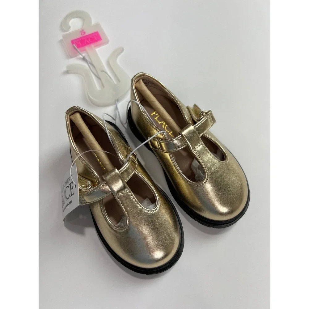 The Children's Place T-Strap Mary Jane Shoes 3055049 Toddler 5 Gold Metallic A71